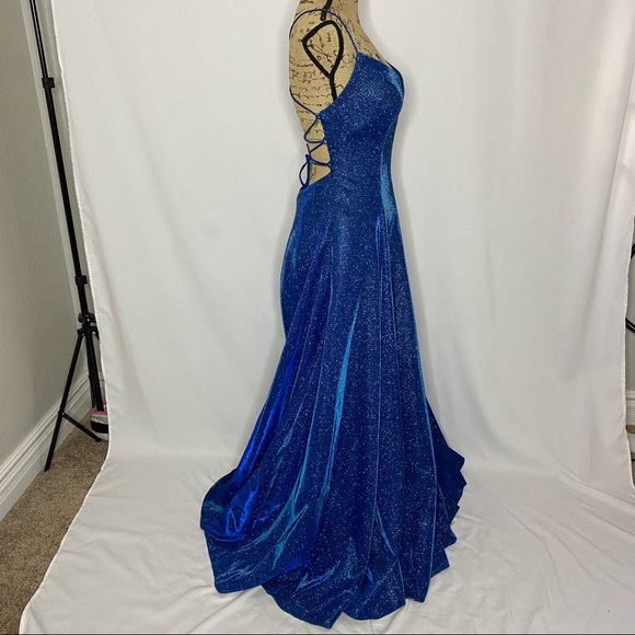 Tarik Ediz Blue Shimmer Formal Gown - Picture 6 of 14